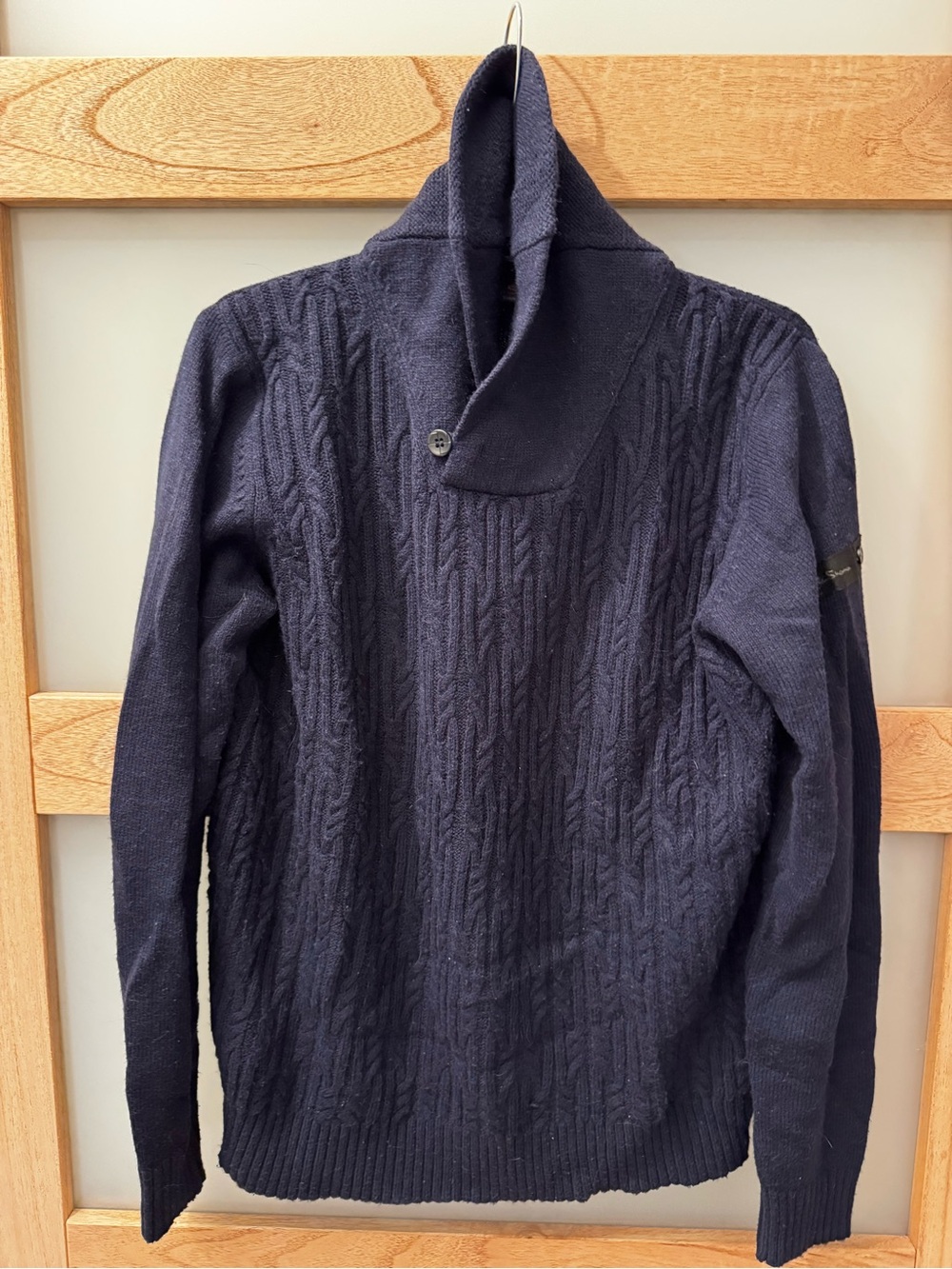 Ben Sherman Navy Cable-Knit Turtleneck Sweater